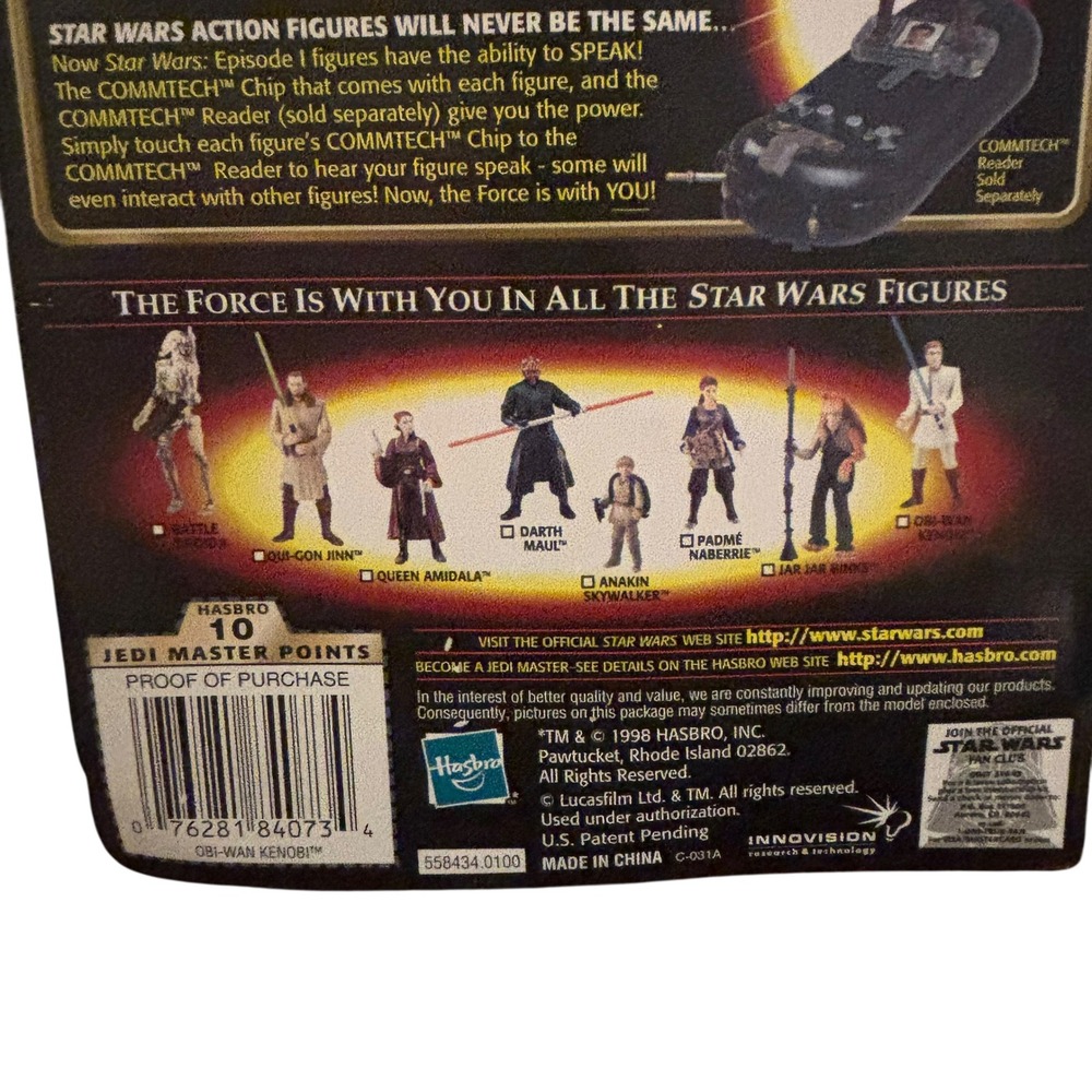 Star Wars Episode I Obi-Wan Kenobi Jedi Duel Action Figure CommTech Hasbro New - Picture 7 of 16